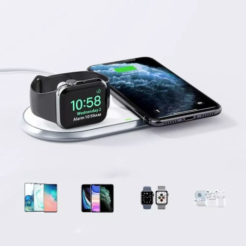 Choetech Choetech ładowarka bezprzewodowa Qi 2w1 do smartfonów / Apple Watch ze stojakiem (MFI) USB Typ C biały (T317) Choetech Choetech ładowarka bezprzewodowa Qi 2w1 do smartfonów / Apple Watch ze stojakiem (MFI) USB Typ C biały (T317)