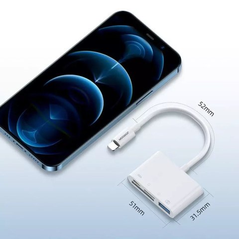 Joyroom Joyroom HUB wielofunkcyjny adapter OTG Lightning - USB 3.2 Gen 1 (3.0, 3.1 Gen 1) / czytnik kart SD, TF / Lightning biały (S-H14 Joyroom Joyroom HUB wielofunkcyjny adapter OTG Lightning - USB 3.2 Gen 1 (3.0, 3.1 Gen 1) / czytnik kart SD, TF / Lightning biały (S-H14