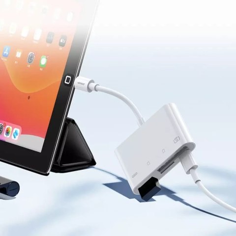 Joyroom Joyroom HUB wielofunkcyjny adapter OTG Lightning - USB 3.2 Gen 1 (3.0, 3.1 Gen 1) / czytnik kart SD, TF / Lightning biały (S-H14 Joyroom Joyroom HUB wielofunkcyjny adapter OTG Lightning - USB 3.2 Gen 1 (3.0, 3.1 Gen 1) / czytnik kart SD, TF / Lightning biały (S-H14