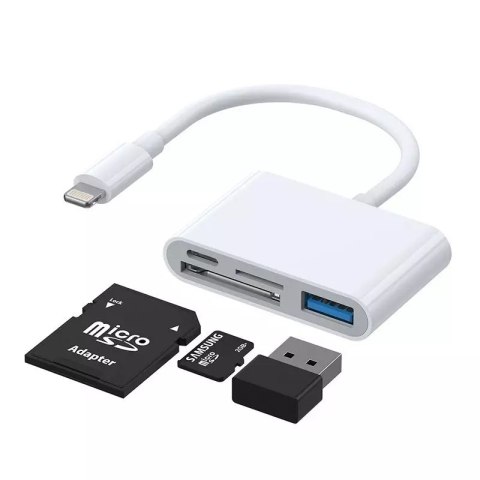 Joyroom Joyroom HUB wielofunkcyjny adapter OTG Lightning - USB 3.2 Gen 1 (3.0, 3.1 Gen 1) / czytnik kart SD, TF / Lightning biały (S-H14 Joyroom Joyroom HUB wielofunkcyjny adapter OTG Lightning - USB 3.2 Gen 1 (3.0, 3.1 Gen 1) / czytnik kart SD, TF / Lightning biały (S-H14