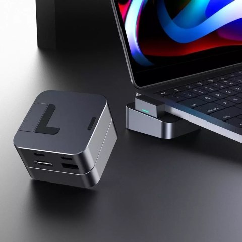 Joyroom Joyroom podstawka wielofunkcyjny HUB USB Typ C - USB 3.0 / RJ45 / HDMI / USB Typ C / Thunderbolt do MacBook Pro szary (S-H121 Gr Joyroom Joyroom podstawka wielofunkcyjny HUB USB Typ C - USB 3.0 / RJ45 / HDMI / USB Typ C / Thunderbolt do MacBook Pro szary (S-H121 Gr