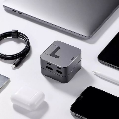 Joyroom Joyroom podstawka wielofunkcyjny HUB USB Typ C - USB 3.0 / RJ45 / HDMI / USB Typ C / Thunderbolt do MacBook Pro szary (S-H121 Gr Joyroom Joyroom podstawka wielofunkcyjny HUB USB Typ C - USB 3.0 / RJ45 / HDMI / USB Typ C / Thunderbolt do MacBook Pro szary (S-H121 Gr