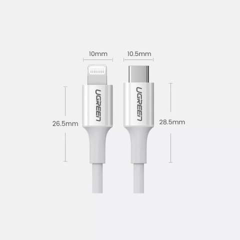 UGreen Ugreen kabel przewód USB Typ C - Lightning MFI 1m 3A 18W biały (10493) UGreen Ugreen kabel przewód USB Typ C - Lightning MFI 1m 3A 18W biały (10493)