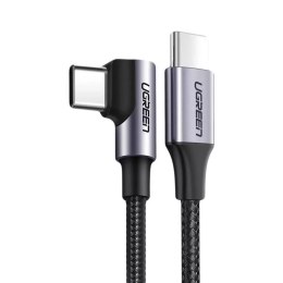 UGreen Ugreen kątowy kabel przewód USB Typ C - USB Typ C Power Delivery 60 W 20 V 3 A 1 m czarno-szary (US255 50123)