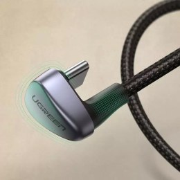 UGreen Ugreen nylonowy kątowy kabel przewód USB - USB Typ C 1 m 3 A 18 W Quick Charge AFC FCP dla graczy szary (70313)