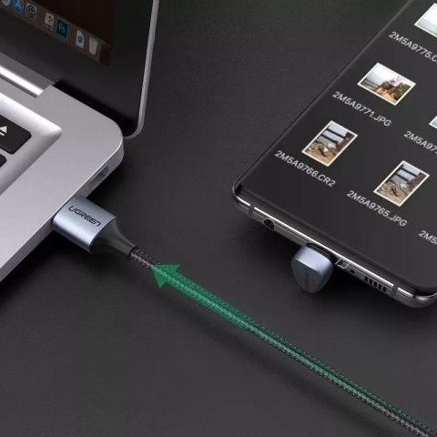 UGreen Ugreen nylonowy kątowy kabel przewód USB - USB Typ C 1 m 3 A 18 W Quick Charge AFC FCP dla graczy szary (70313) UGreen Ugreen nylonowy kątowy kabel przewód USB - USB Typ C 1 m 3 A 18 W Quick Charge AFC FCP dla graczy szary (70313)