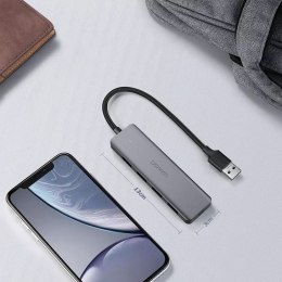 UGreen Ugreen rozdzielacz HUB USB - 4x USB 3.2 Gen 1 z portem zasilania micro USB szary (CM219 50985)