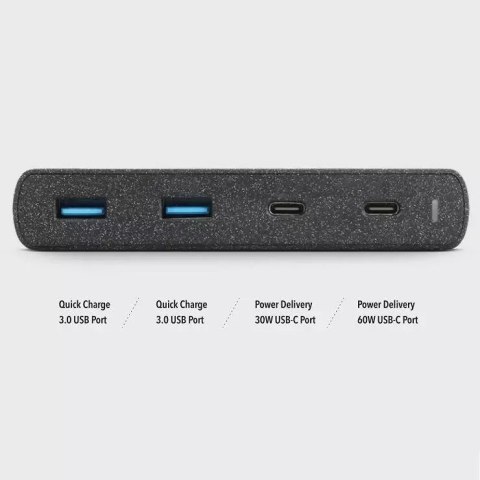 UNIQ UNIQ Ład. siec. HUB Surge 90W czarny /charcoal black 2xUSB Quick Charge 3.0 + 2xUSB-C PD 3.0 (LITHOS Collective) UNIQ UNIQ Ład. siec. HUB Surge 90W czarny /charcoal black 2xUSB Quick Charge 3.0 + 2xUSB-C PD 3.0 (LITHOS Collective)