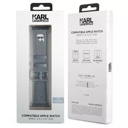 Karl Lagerfeld Pasek do smartwatcha Karl Lagerfeld KLAWLOKHG do Apple Watch 42/44/45mm srebrny/silver strap Saffiano Karl Heads