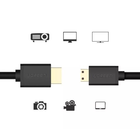 UGreen Ugreen kabel przewód HDMI - mini HDMI 19 pin 2.0v 4K 60Hz 30AWG 1,5m czarny (11167) UGreen Ugreen kabel przewód HDMI - mini HDMI 19 pin 2.0v 4K 60Hz 30AWG 1,5m czarny (11167)