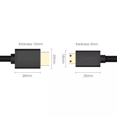 UGreen Ugreen kabel przewód HDMI - mini HDMI 19 pin 2.0v 4K 60Hz 30AWG 1,5m czarny (11167) UGreen Ugreen kabel przewód HDMI - mini HDMI 19 pin 2.0v 4K 60Hz 30AWG 1,5m czarny (11167)