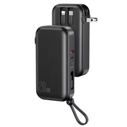 Usams USAMS Powerbank PB63 3in1 10000mAh 20W Quick Charge US+EU Plug + Cables USB-C/Lightning/MicroUSB czarny/black 10KCD17201 (US-CD1