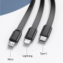 Usams USAMS Powerbank PB63 3in1 10000mAh 20W Quick Charge US+EU Plug + Cables USB-C/Lightning/MicroUSB czarny/black 10KCD17201 (US-CD1