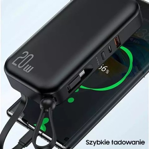 Usams USAMS Powerbank PB63 3in1 10000mAh 20W Quick Charge US+EU Plug + Cables USB-C/Lightning/MicroUSB czarny/black 10KCD17201 (US-CD1 Usams USAMS Powerbank PB63 3in1 10000mAh 20W Quick Charge US+EU Plug + Cables USB-C/Lightning/MicroUSB czarny/black 10KCD17201 (US-CD1