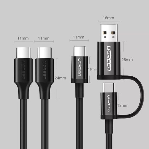 UGreen Kabel UGREEN USB Typ C do ładowania i transferu danych 3A 3m czarny (US286) UGreen Kabel UGREEN USB Typ C do ładowania i transferu danych 3A 3m czarny (US286)