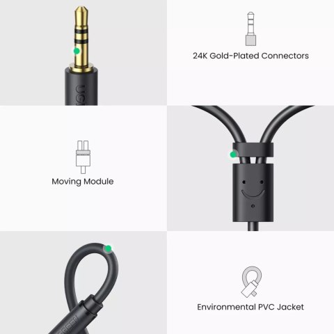 UGreen Ugreen adapter audio jack 3.5mm męski do 2xRCA żeński kabel 0.25m szary (AV109) UGreen Ugreen adapter audio jack 3.5mm męski do 2xRCA żeński kabel 0.25m szary (AV109)