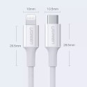 UGreen Ugreen kabel przewód USB Typ C - Lightning 3A 0,25 m biały (US171)