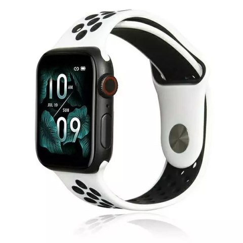 ProducentTymczasowy Pasek do smartwatcha Beline Sport Silicone do Apple Watch 42/44/45/49mm biało-czarny white/black ProducentTymczasowy Pasek do smartwatcha Beline Sport Silicone do Apple Watch 42/44/45/49mm biało-czarny white/black