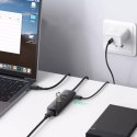 UGreen HUB 4w1 UGREEN USB - 4x USB Typ A 3.0 PD DC 12V 0.25m czarny (CM416 10915)