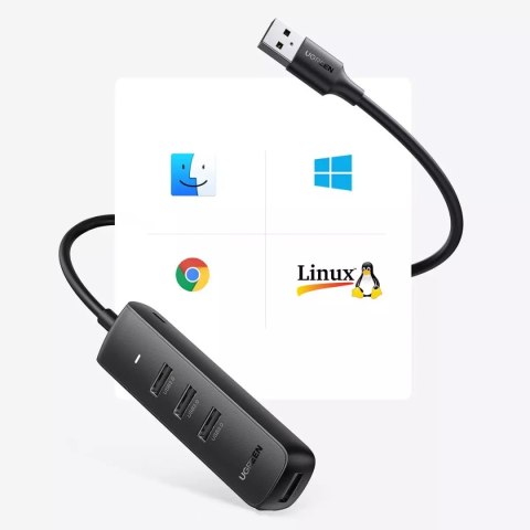 UGreen HUB 4w1 UGREEN USB - 4x USB Typ A 3.0 PD DC 12V 0.25m czarny (CM416 10915) UGreen HUB 4w1 UGREEN USB - 4x USB Typ A 3.0 PD DC 12V 0.25m czarny (CM416 10915)