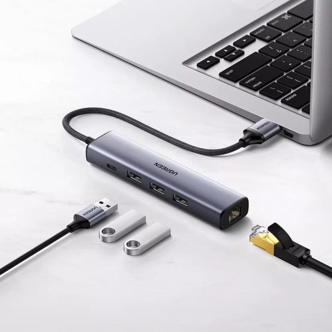 UGreen HUB UGREEN wielofunkcyjny adapter HUB USB 3.0 - 3 x USB / Ethernet RJ-45 / USB Typ C PD szary (CM475) UGreen HUB UGREEN wielofunkcyjny adapter HUB USB 3.0 - 3 x USB / Ethernet RJ-45 / USB Typ C PD szary (CM475)