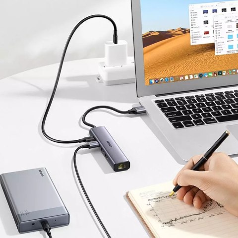 UGreen HUB UGREEN wielofunkcyjny adapter HUB USB 3.0 - 3 x USB / Ethernet RJ-45 / USB Typ C PD szary (CM475) UGreen HUB UGREEN wielofunkcyjny adapter HUB USB 3.0 - 3 x USB / Ethernet RJ-45 / USB Typ C PD szary (CM475)