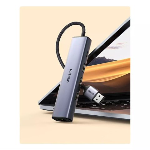 UGreen HUB UGREEN wielofunkcyjny adapter HUB USB 3.0 - 3 x USB / Ethernet RJ-45 / USB Typ C PD szary (CM475) UGreen HUB UGREEN wielofunkcyjny adapter HUB USB 3.0 - 3 x USB / Ethernet RJ-45 / USB Typ C PD szary (CM475)