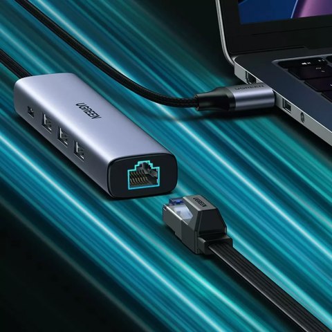 UGreen HUB UGREEN wielofunkcyjny adapter HUB USB 3.0 - 3 x USB / Ethernet RJ-45 / USB Typ C PD szary (CM475) UGreen HUB UGREEN wielofunkcyjny adapter HUB USB 3.0 - 3 x USB / Ethernet RJ-45 / USB Typ C PD szary (CM475)