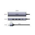 UGreen HUB UGREEN wielofunkcyjny adapter HUB USB 3.0 - 3 x USB / Ethernet RJ-45 / USB Typ C PD szary (CM475)