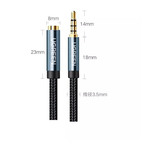 UGreen Kabel UGREEN to adapter przedłużacz AUX mini jack 3,5 mm 1,5m niebieski (AV118) UGreen Kabel UGREEN to adapter przedłużacz AUX mini jack 3,5 mm 1,5m niebieski (AV118)