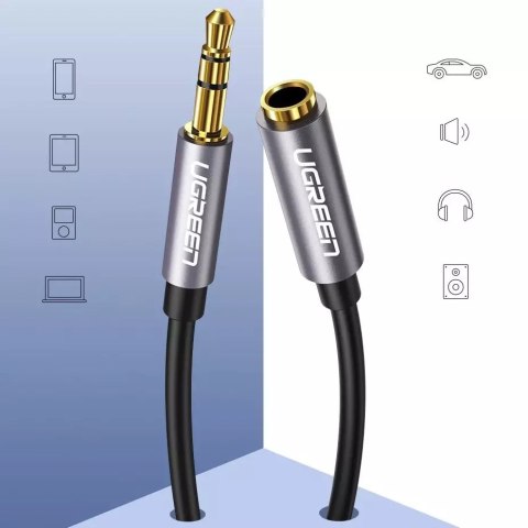 UGreen Przewód UGREEN kabel przedłużacz AUX 3,5 mm mini jack 1m srebrny (10592) UGreen Przewód UGREEN kabel przedłużacz AUX 3,5 mm mini jack 1m srebrny (10592)