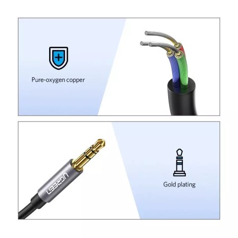 UGreen Przewód UGREEN kabel przedłużacz AUX 3,5 mm mini jack 1m srebrny (10592) UGreen Przewód UGREEN kabel przedłużacz AUX 3,5 mm mini jack 1m srebrny (10592)