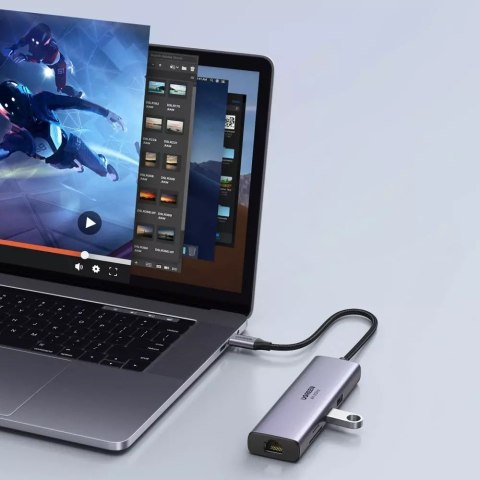 UGreen Wielofunkcyjny HUB UGREEN 7w1 USB Typ C - 2x USB 3.2 Gen 1 / HDMI 4K 60Hz / czytnik kart SD i TF / USB Typ C PD 100W / RJ45 100 UGreen Wielofunkcyjny HUB UGREEN 7w1 USB Typ C - 2x USB 3.2 Gen 1 / HDMI 4K 60Hz / czytnik kart SD i TF / USB Typ C PD 100W / RJ45 100