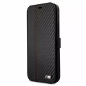 BMW Etui BMW BMFLBKP12SMCARBK do iPhone 12 mini 5,4" book M Collection PU Carbon Stripe czarny/black
