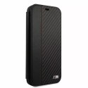 BMW Etui BMW BMFLBKP12SMCARBK do iPhone 12 mini 5,4" book M Collection PU Carbon Stripe czarny/black