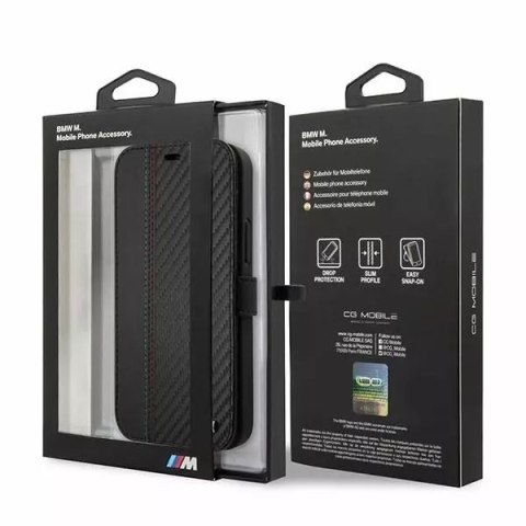 BMW Etui BMW BMFLBKP12SMCARBK do iPhone 12 mini 5,4" book M Collection PU Carbon Stripe czarny/black BMW Etui BMW BMFLBKP12SMCARBK do iPhone 12 mini 5,4" book M Collection PU Carbon Stripe czarny/black