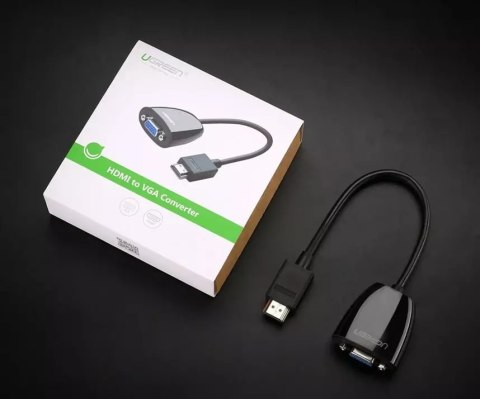 UGreen Kabel UGREEN przewód przejściówka adapter jednokierunkowy z HDMI (męski) do VGA (żeński) FHD czarny (MM105 40253) UGreen Kabel UGREEN przewód przejściówka adapter jednokierunkowy z HDMI (męski) do VGA (żeński) FHD czarny (MM105 40253)
