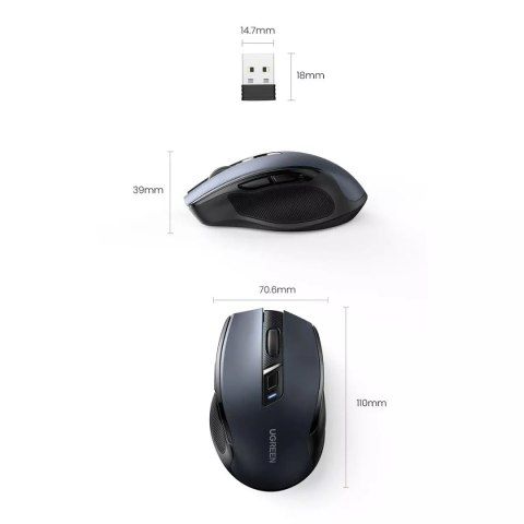 UGreen Mysz UGREEN optyczna bezprzewodowa USB 2.4GHz 4000 DPI czarny (MU006) UGreen Mysz UGREEN optyczna bezprzewodowa USB 2.4GHz 4000 DPI czarny (MU006)