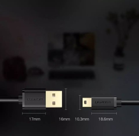 UGreen Ugreen kabel przewód USB - mini USB 480 Mbps 1,5 m czarny (US132 10385) UGreen Ugreen kabel przewód USB - mini USB 480 Mbps 1,5 m czarny (US132 10385)