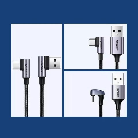UGreen Ugreen kątowy kabel przewód USB - USB Typ C Quick Charge 3.0 QC3.0 3 A 0,5 m szary (US176 20855) UGreen Ugreen kątowy kabel przewód USB - USB Typ C Quick Charge 3.0 QC3.0 3 A 0,5 m szary (US176 20855)