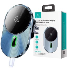 Usams Uchwyt samochodowy na telefon ładowarka indukcyjna QI USAMS Magnetic Car Wireless Charging 15W do kratki (US-CD170)