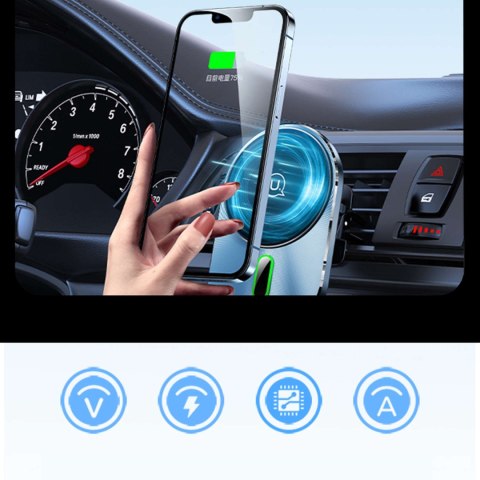 Usams Uchwyt samochodowy na telefon ładowarka indukcyjna QI USAMS Magnetic Car Wireless Charging 15W do kratki (US-CD170) Usams Uchwyt samochodowy na telefon ładowarka indukcyjna QI USAMS Magnetic Car Wireless Charging 15W do kratki (US-CD170)