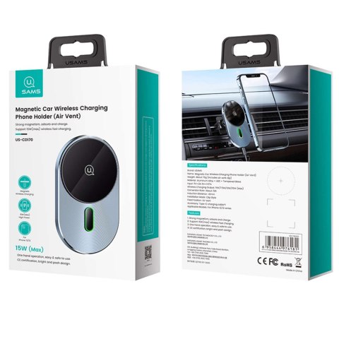 Usams Uchwyt samochodowy na telefon ładowarka indukcyjna QI USAMS Magnetic Car Wireless Charging 15W do kratki (US-CD170) Usams Uchwyt samochodowy na telefon ładowarka indukcyjna QI USAMS Magnetic Car Wireless Charging 15W do kratki (US-CD170)