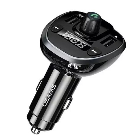 Usams Zestaw głośnomówiący do auta USAMS C21 z transmiterem FM, Bluetooth 5.0, MP3, 2xUSB 3,4A CC115GC01 (US-CC115) czarny/black Usams Zestaw głośnomówiący do auta USAMS C21 z transmiterem FM, Bluetooth 5.0, MP3, 2xUSB 3,4A CC115GC01 (US-CC115) czarny/black