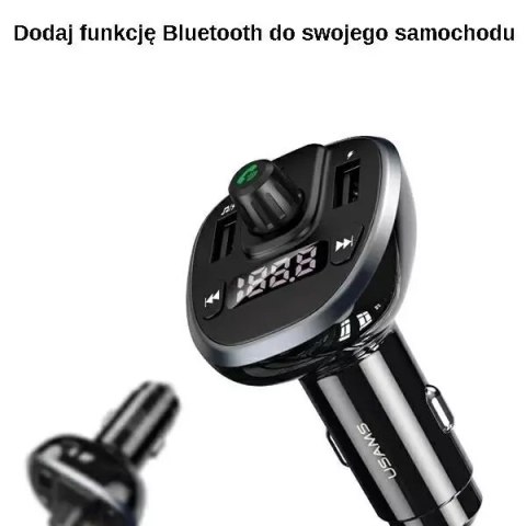 Usams Zestaw głośnomówiący do auta USAMS C21 z transmiterem FM, Bluetooth 5.0, MP3, 2xUSB 3,4A CC115GC01 (US-CC115) czarny/black Usams Zestaw głośnomówiący do auta USAMS C21 z transmiterem FM, Bluetooth 5.0, MP3, 2xUSB 3,4A CC115GC01 (US-CC115) czarny/black