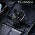 Usams Zestaw głośnomówiący do auta USAMS C21 z transmiterem FM, Bluetooth 5.0, MP3, 2xUSB 3,4A CC115GC01 (US-CC115) czarny/black