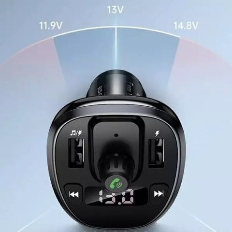 Usams Zestaw głośnomówiący do auta USAMS C21 z transmiterem FM, Bluetooth 5.0, MP3, 2xUSB 3,4A CC115GC01 (US-CC115) czarny/black Usams Zestaw głośnomówiący do auta USAMS C21 z transmiterem FM, Bluetooth 5.0, MP3, 2xUSB 3,4A CC115GC01 (US-CC115) czarny/black