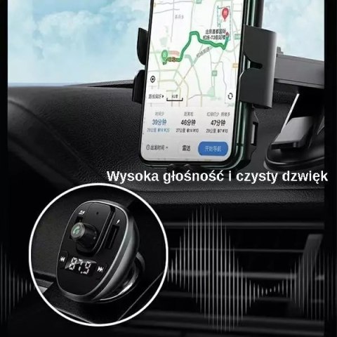 Usams Zestaw głośnomówiący do auta USAMS C21 z transmiterem FM, Bluetooth 5.0, MP3, 2xUSB 3,4A CC115GC01 (US-CC115) czarny/black Usams Zestaw głośnomówiący do auta USAMS C21 z transmiterem FM, Bluetooth 5.0, MP3, 2xUSB 3,4A CC115GC01 (US-CC115) czarny/black