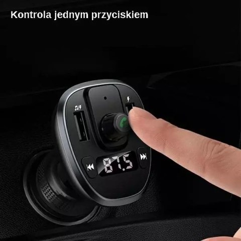 Usams Zestaw głośnomówiący do auta USAMS C21 z transmiterem FM, Bluetooth 5.0, MP3, 2xUSB 3,4A CC115GC01 (US-CC115) czarny/black Usams Zestaw głośnomówiący do auta USAMS C21 z transmiterem FM, Bluetooth 5.0, MP3, 2xUSB 3,4A CC115GC01 (US-CC115) czarny/black