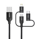 Choetech Choetech 3w1 kabel USB MFI Lightning / USB Typ C / micro USB (ładowanie 3A / przesyłanie danych 480 Mbps) 1,2 m czarny (IP0030-B
